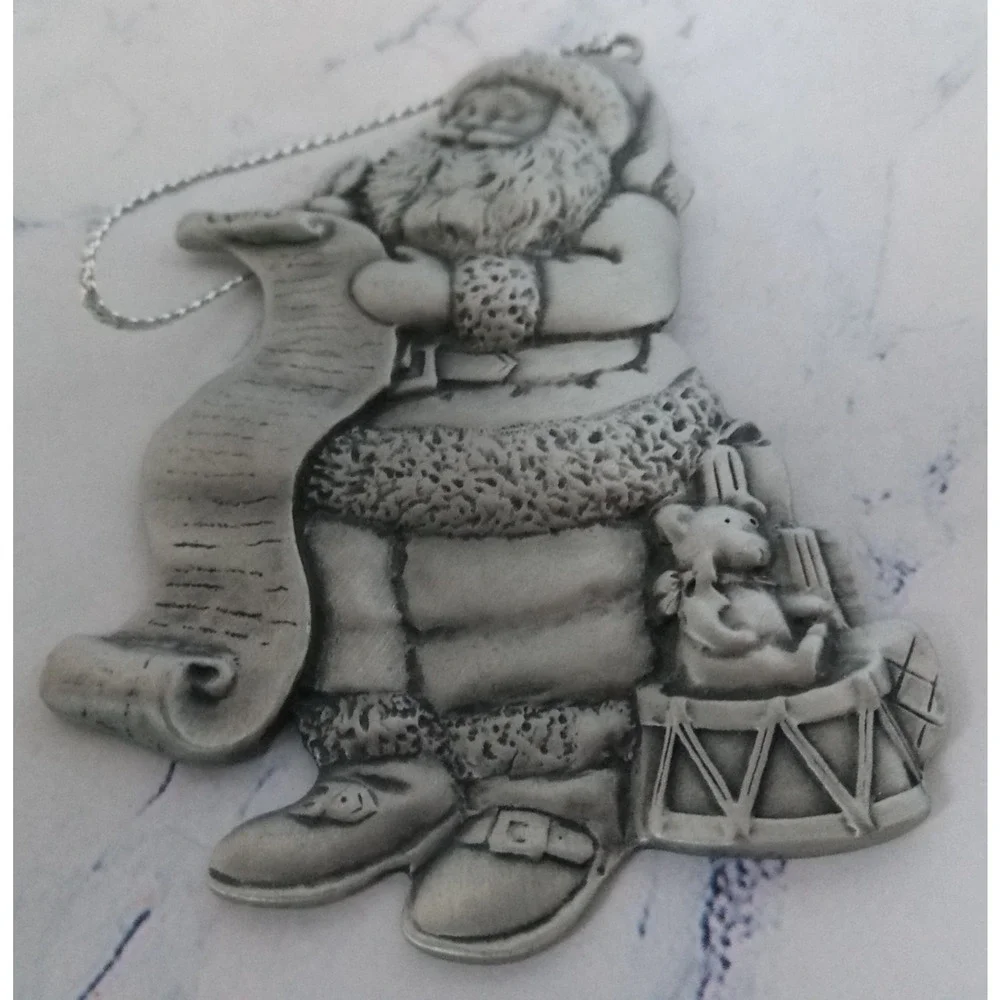 1996 Avon Pewter Santa Checking His List Ornament